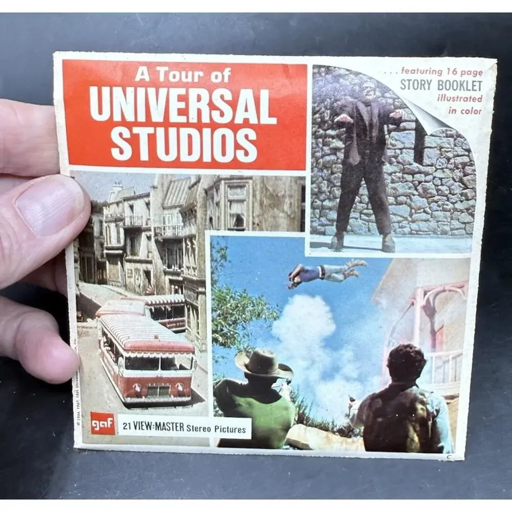 Universal Studios Tour #1 Hollywood 1969 3d View-Master 3 Reel Packet Complete